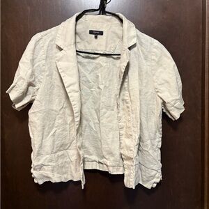 Quince Women's Cream Short Sleeve Button Down Shirt
